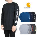 カーハート トップス メンズ USモデル Carhartt カーハート 長袖Tシャツ SIGNATURE LONG SLEEVE GRAPHIC LOGO T-SHIRT LS TEE グラフィック ロゴ ロンT ブラック カーボン ヘザー グレー ネイビー ブルー ピート グラナイト 黒 紺 青 トップス メンズ 男性 レディース 女性 大きいサイズ ワーク ブランド