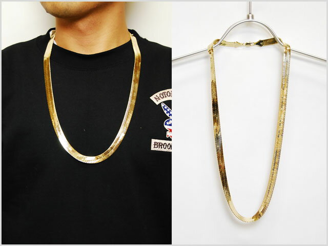 アウトレット 送料無料 NO BRAND GOLD PLATE CHAIN NECKLACE FAT LONG TYPE プレート ゴールド チェーン ネックレス ファットタイプ 金 男女兼用 ユニセックス 喜平 キヘイ スネーク ネックレス アクセサリー JEWELRY HIPHOP 76cm herringbone ヘリンボーン 8040/30