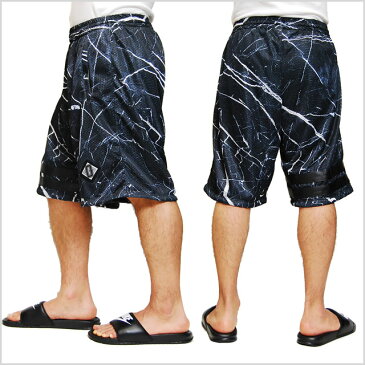 DEFYANT ディファイエント MARBLE MESH BASKETBALL SHORT JERSEY PANT BLACK マーブル メッシュ バスケットボール ショーツ バスパン ジャージ ブラック 黒 メンズ 男性 レディース 女性 ブラック 黒 トップス 総柄 HIPHOP ヒップホップ ストリート DFYNT