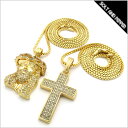 アウトレット NO BRAND CROSS JEASUS NECKLACE GOLD 2個セット ノーブランド クロス 十字架 ジーザス 2連 ネックレス ゴールド チェーン 金 男性 メンズ 女性 レディース アクセサリー 小物 HIPHOP ヒップホップ OLD SCHOOL オールドスクール RC459