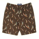 アウトレット LAUNCH BASIC TRADE FAETHER SHORT PANTS BROWN ラウンチベーシックトレード フェザー柄 ショート パンツ 短パン ブラウン 茶 メンズ 男性