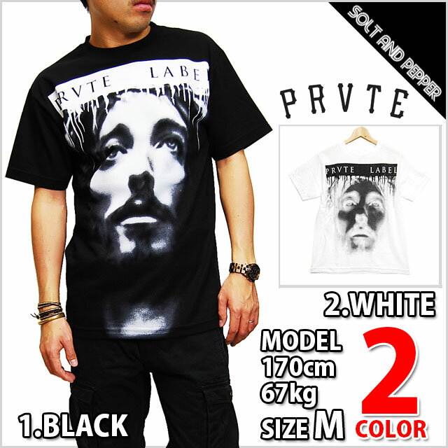 アウトレット 訳アリ PRVTE LABEL プライベート レーベル JESUS TEE LOGO PRINT T-SHIRTS WHITE ジーザス プリント...
