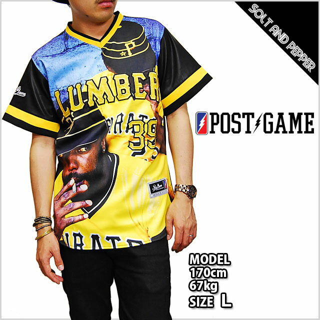 アウトレット ポストゲーム ベースボールジャージ POST GAME PAKER39 BASE BALL JERSEY TEE BLACK YELLOW BLUE レザー ベースボールシャツ メンズ 男性 レディース 女性 ブラック 黒 イエロー …