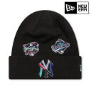 USモデル NEWERA ニットキャップ ビーニー ハット ニット帽 KNIT 折り返し メンズ 男性 レディース 女性 ブラック 黒 ニューヨーク ヤンキース 小物 アクセサリー NEW ERA POLARLIGHTS 13499 NEYYANCO BLK