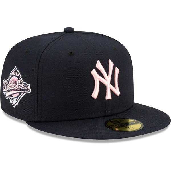 USモデル NEWERA ニューエラ キャップ 59FIFTY ニューヨーク・ヤンキース SIDEPATC サイドパッチ NAVY ネイビー 紺 PINK メンズ 男性 レディース 帽子 ハット アンダーバイザー ピンクーブリム ツバ裏ピンク NEW ERA　ワールドシリーズモデル WORLD SERIES GAME FITTED CAP