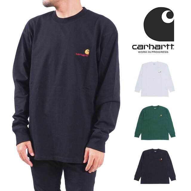 カーハート WIP ロンT 長袖 メンズ レディース 黒 ブラック Carhartt WIP LONG SLEEVE AMERICAN SCRIPT T-SHIRT EUモデル