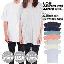 ロサンゼルス アパレル ロスアパ コットンTシャツ 半袖 TEE 半袖T メンズ レディース ユニセックス ショートスリーブ S M L LL XLサイズ 男性 女性 無地T 肌着 ルームウェアー 白 黒 ホワイト ブラック LAアパレル LOS ANGELES APPAREL GARMENT DYE S/S CREW NECK 6.5oz