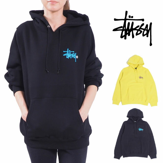 ステューシー パーカー メンズ STUSSY ステューシー パーカー スウェット フリース レディース ウィメンズ ブラック 裏起毛 黒 レモン XS S Mサイズ 長袖 BLACK LEMON プルオーバー ベーシック フード 女性 STUSSY BASIC LOGO HOOD WOMENS USAモデル