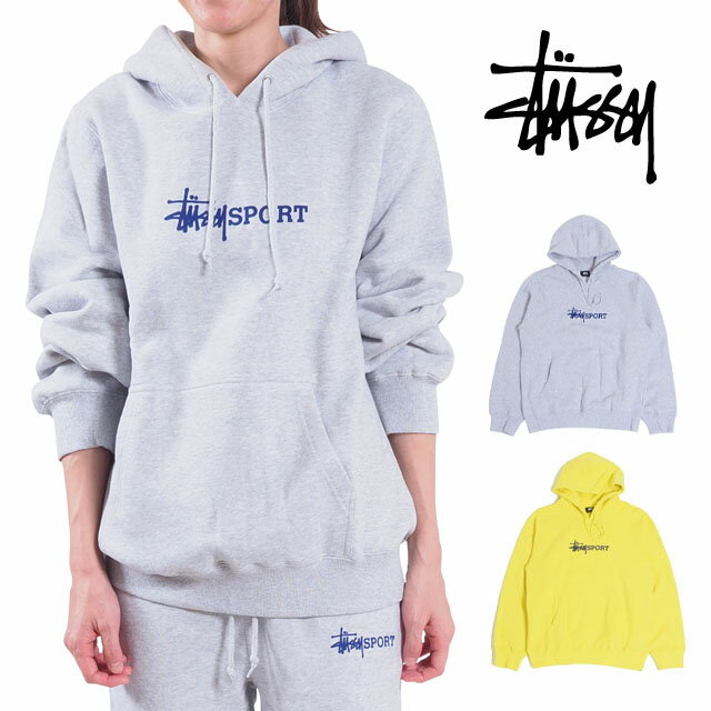 STUSSY ステューシー パーカー スウェット フリース レディース ウィメンズ ブラック 裏起毛 グレー レモン XS S Mサイズ 長袖 AshHeather LEMON プルオーバー ベーシック フード 女性 STUSSY SPORT HOOD