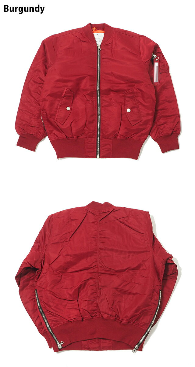 SMOKE RISE スモークライズ フライトジャケット ナイロン アウター レッド ブラック RED BLACK 赤 黒 トップス ミリタリー サイドジップ 中綿 S M L XL XXL XXXL 2L 3L 4L 大きいサイズUSモデル NYLON MA-1 JACKET