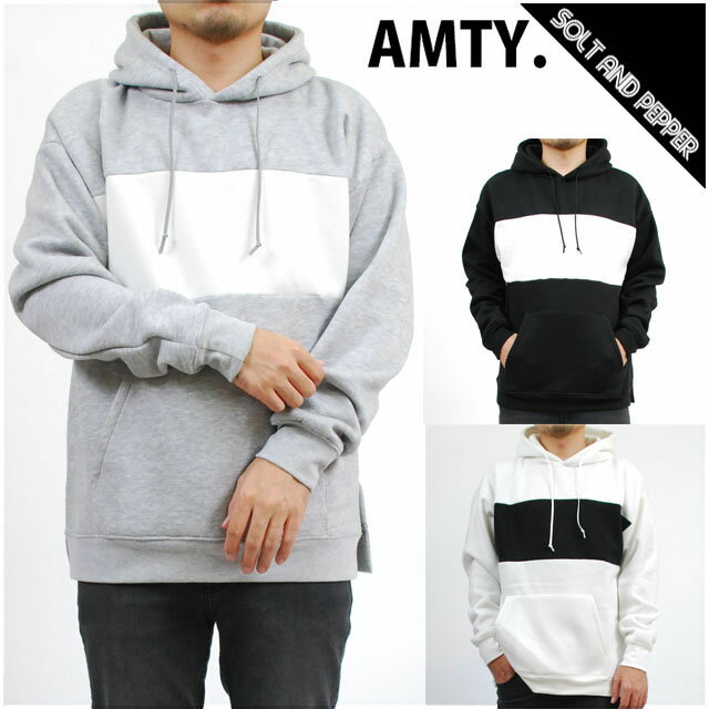 楽天SOLT AND PEPPERアウトレット AMTY アンティ 裏起毛 BIG パーカー スェット フーディ トレーナー 長袖 WHITE BLACK GRAY ホワイト 白 ブラック 黒 グレー 灰 メンズ 男性 レディース 女性 TOPS トップス　肉厚