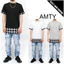 アウトレット 訳アリ AMTY アンティ チェックレイヤード TEE S/S T-SHIRTS 裾切替 チェック柄 ロング丈Tシャツ ロング丈 Tシャツ GRA...
