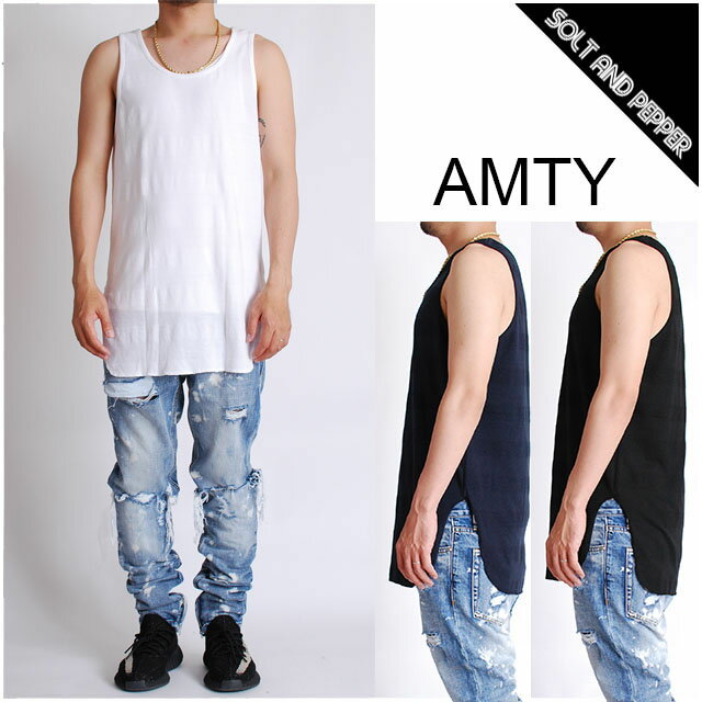 アウトレット AMTY アンティ ボーダー タンクトップ ノースリーブ ROUND TAIL BORDER TANK TOP NAVY ネイビー 紺 BLACK...
