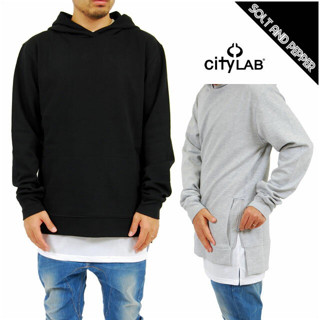 【送料無料】CITY LAB シティーラブ SIDE ZIP L/S PULLOVER HOODIE PERFORMANCE FLEECE サイドジップ付 長袖 プルオーバー パーカー パフォーマンス フリース グレー 灰 ブラック 黒 無地 シンプル 男性 トップス ストリート kanyewest yeezy yeezus CITYLAB 大きいサイズ有