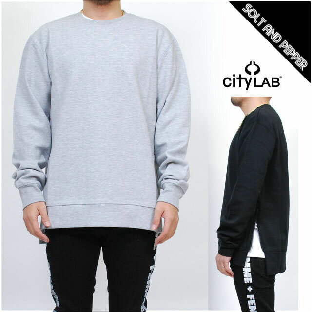 CITY LAB シティーラブ SIDE ZIP L/S PULLOVER CREW NECK PERFORMANCE FLEECE サイドジップ付 長袖 プルオーバー クルーネック パフォーマンス フリース グレー 灰 ブラック 黒 無地 シンプル 男性 トップス ストリート シティーラボ シティラブ シティラボ CITYLAB