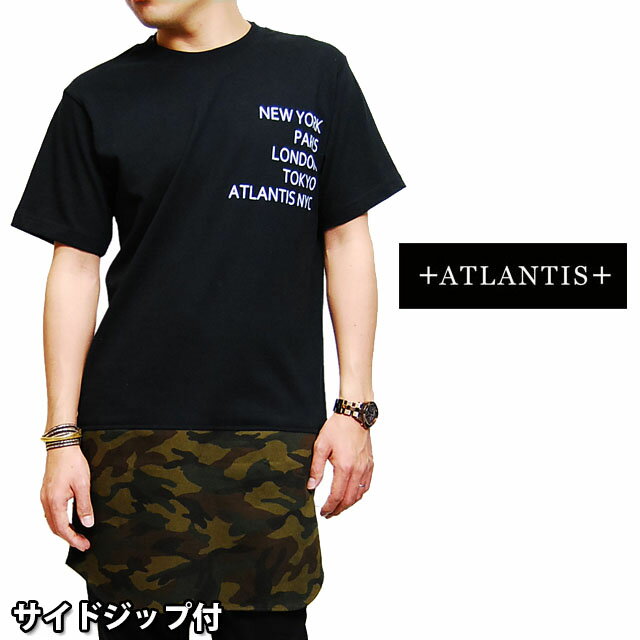 アウトレット ATLANTIS CAMO SKIRT TEE BLACK アトランティス カモ 迷彩 ロング丈 Tシャツ スカート ブラック 黒 バンダナ ペイズリー 半袖 革 皮 メンズ 男性 レディース 女性 HIPHOP ヒップホップ ストリート ブランド 通販