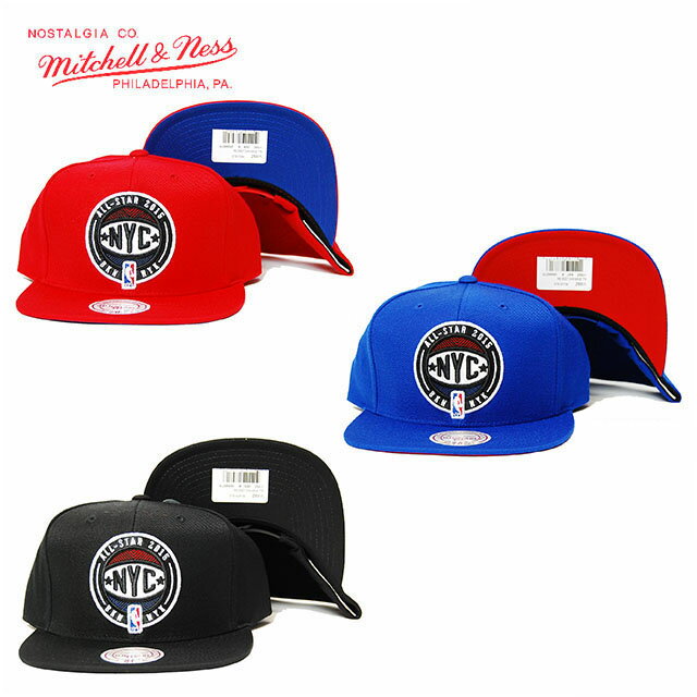 ミッチェル＆ネス アウトレット MITCHELL&NESS NBA NYC ASG15 CURRENT COLLECTION SNAPBACK CAP BLUE RED BLACK ミッチェル＆ネス オールスター 2015 スナップバック キャップ ブラック 黒 ブルー 青 レッド 赤 帽子 VI89Z