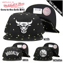 アウトレット MITCHELL NESS ミッチェル＆ネス SNAPBACK CAP NBA BULLS NETS WARRIORS BLACK RED 蓄光タイプ 夜光 スナップバッグ キャップ ネッツ ブルズ ウォリアーズ ブラック 黒 レッド 赤 帽子 メンズ 男性 レディース 女性 小物