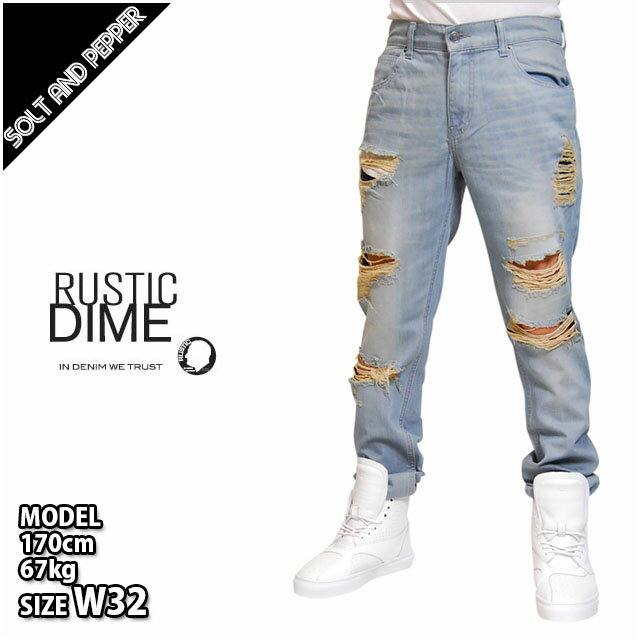 RUSTIC DIME ラスティックダイム VENICE SAND DENIM PANTS BLUE デニム パンツ ボトムス ダメージ ブルー 青 メンズ 男性 HIPHOP ヒップホップ ストリート カジュアル DS180VS 1047 RUSTICDIME