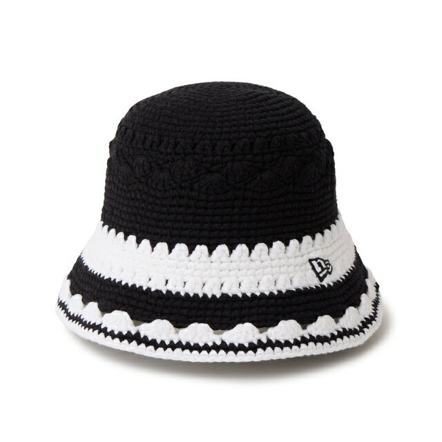 Rakuten - [即納]NEWERA ニューエラ クロシェ ニットバケット ボーダー Crochet Knit Border ブラック/ホワイト　メンズ 男性 レディース 女性 帽子 ハット 送料無料 NEW ERA 国内正規品 正規取扱店