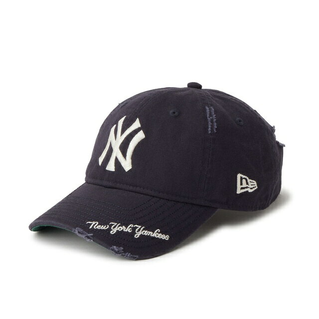 Rakuten - [即納]NEWERA ニューエラ 9TWENTY MLB Visor Logo バイザーロゴ ダメージ ニューヨーク・ヤンキース ネイビー　CAP 調節可能 メンズ　プレゼント ギフト 贈り物