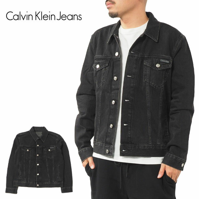 Rakuten - カルバンクライン ジーンズ デニムジャケット メンズ Calvin Klein jeans トラッカージャケット Gジャン ブラック デニム ジャケット CK ロゴ メンズジャケット アウター コットン 黒 USモデル