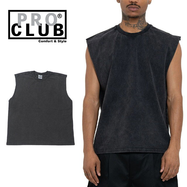 PRO CLUB プロクラブ HEAVYWIDE VINTAGE MUSCLE TEE　ヘビーワイド マッスルTシャツ メンズ ヴィンテージ加工 ノースリーブ Tシャツ オーバーサイズ ヘビーウェイト コットン100％ 無地 タンクトップ ストリート アメカジ 大きいサイズ