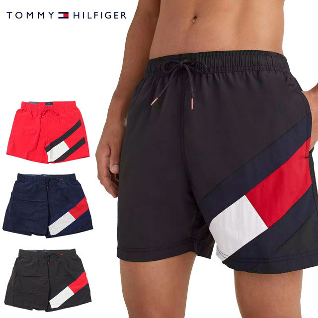 トミーヒルフィガー 水着 メンズ TOMMY HILFIGER スイムショーツ インナーパンツ付き スイムパンツ 海パン ショートパンツ スリムフィット ボードショーツ サーフパンツ ブランド 海 プール 海水浴 速乾 アウトドア BBQ UM02048 M L XL SF MEDIUM DRAWSTRING