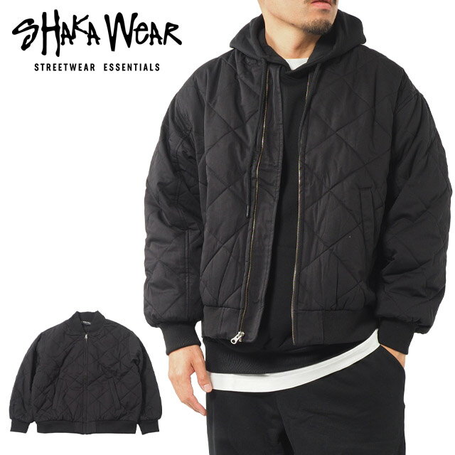 Rakuten - shaka wear Diamond Quiltrd Jacket シャカ ウェア キルティングジャケット メンズ ブラック ダイヤモンドキルト 中綿ジャケット ブルゾン 軽量 防寒 アウター リブジャケット ストリート カジュアル 秋冬 春 大きいサイズ キルトジャケット メンズアウター 黒