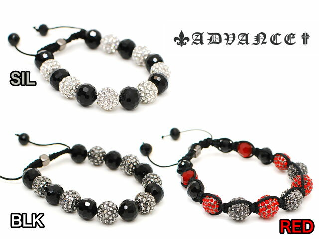 アウトレット ADVANCE BALL BRECELET SIL/BLK/RED 3COLOR 3色 アドバンス ボールブレスレット シルバー ブラック レッド 3色 メンズ 男性 アクセサリー 小物