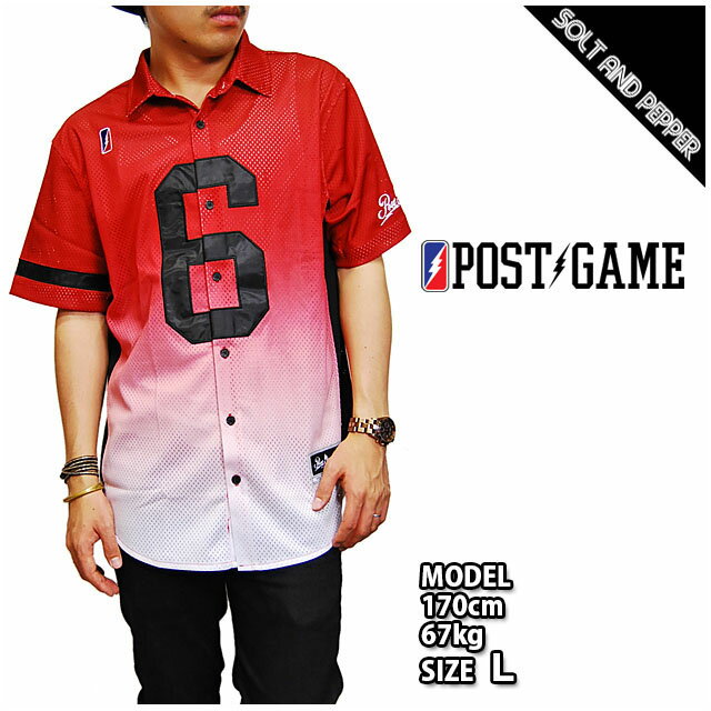 アウトレット ポストゲーム バスケシャツ POST GAME KING MESH WOVEN BASKETBALL SHIRTS RED BLACK WHITE ナンバーロゴ 6 バスケットボール メッシュ シャツ ブラウス メンズ 男性 レディース 女性 ブラック 黒 レッド 赤 ホワイト 白 半袖 トップス POSTGAME