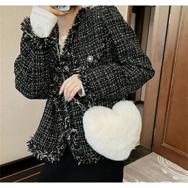 樂天商城 - 【期間限定20%OFFクーポン】ショルダーバッグ レディース かばん ふわふわ ミニショルダーバッグ フェイクファー チェーン 大容量 ハート 無地 かわいい ミニ 斜めがけ 肩掛け