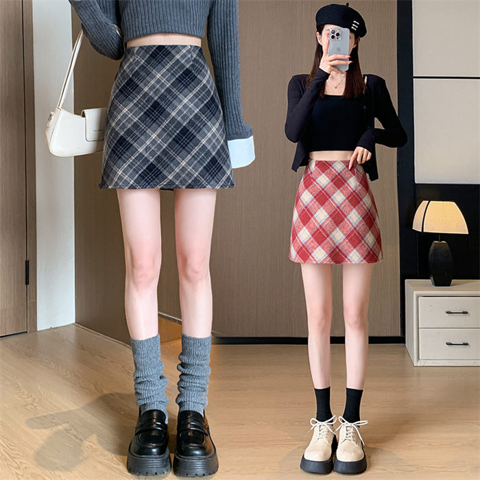 樂天商城 - スカート ミニスカート レディース Aライン ボトムス 膝上丈 カジュアル きれいめ 可愛い お洒落 シンプル お出かけ 着回し 普段着 デート チェックスカート aライン ハイウエスト 可愛 ショート丈 秋冬 台形 OL ゆったり 大きいサイズ 20代30代40代50代