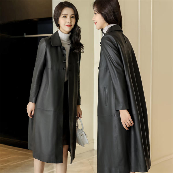 樂天商城 - 本革 ラムレザー レザージャケット レディース 本革 レザージャケット ロング 羊革 レザーコート ロングコート トレンチコート ライダース 防風 ブラック 革コート アウター 春秋冬 結婚式 母の日 プレゼント 優雅 エレガント 30代40代50代 発表会 通学 お出かけ