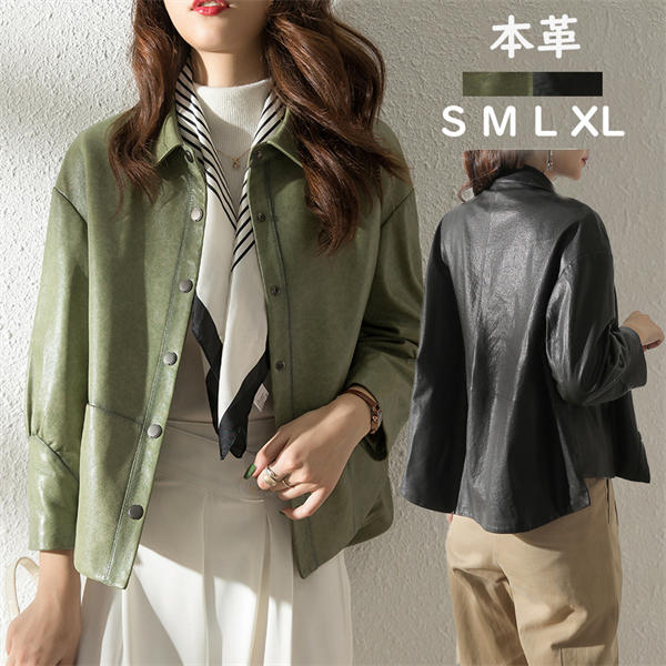 樂天商城 - 本革 ラムレザー レザージャケット レディース 本革 レザージャケット ショット丈 羊革 レザーコート ショットコート トレンチコート ライダース 防風 革コート アウター 春秋冬 結婚式 母の日 プレゼント 優雅 エレガント 30代40代50代 発表会 通学 お出かけ