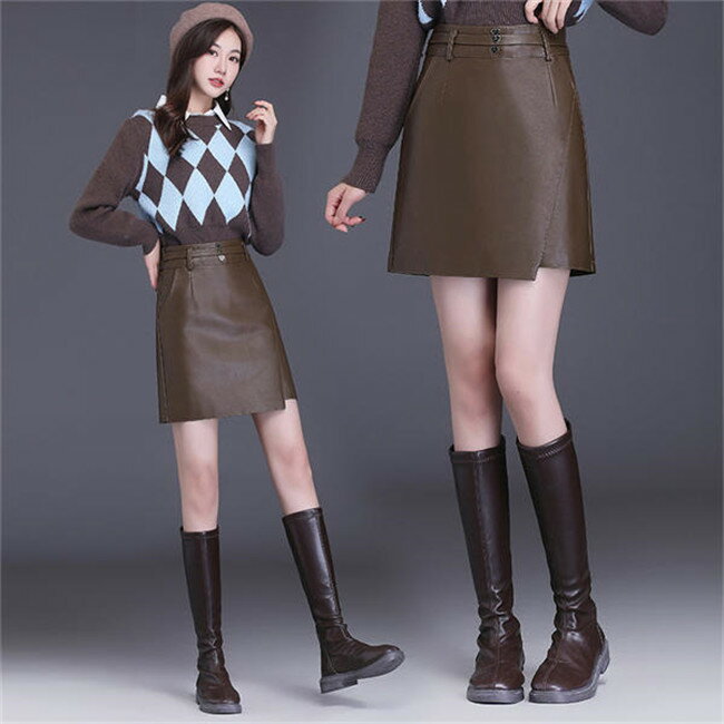 樂天商城 - 【期間限定20%OFFクーポン】本革 スカート レザースカート レディース ボトムス レディーススカート 高級 羊革 細身 ひざ丈 ラムレザー ハイウエスト 脚長効果 美脚 OL 通勤 オフィス 普段着 オールシーズン プレゼント 母 彼女 春秋冬 着心地良い 婦人用 20代30代 40代 50代
