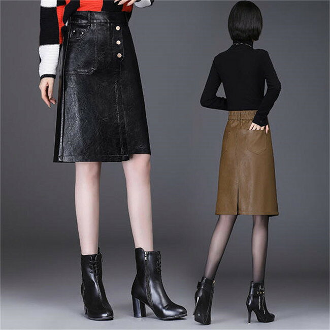 樂天商城 - 【期間限定20%OFFクーポン】本革 スカート レザースカート レディース ボトムス レディーススカート 高級 羊革 細身 ひざ丈 ラムレザー ハイウエスト 脚長効果 美脚 OL 通勤 オフィス 普段着 オールシーズン プレゼント 母 彼女 春秋冬 着心地良い 婦人用 20代30代 40代 50代