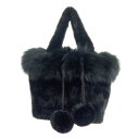 <FOX&ラビット ファーバッグ ブラック 2260-0002> ハンドバッグ フォックスファー ラビットファー トレンド あったか ウォーム お洒落 プレゼン...