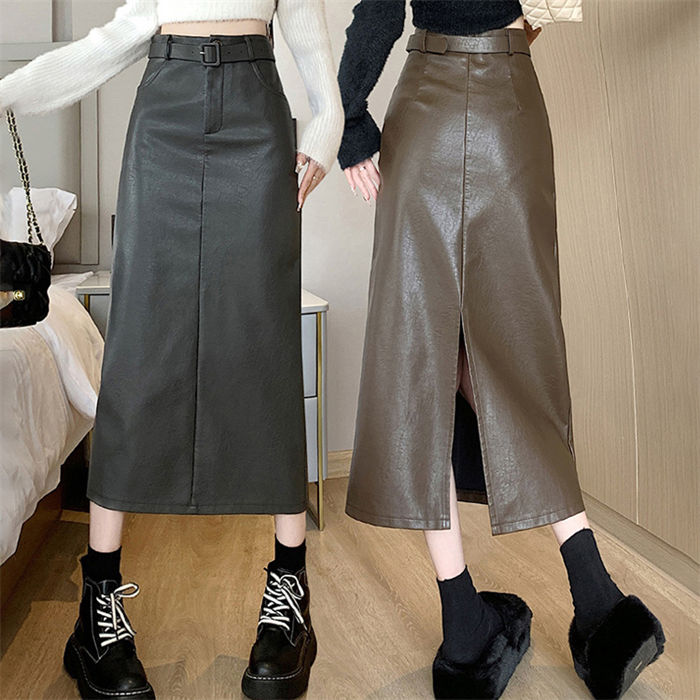 【新発売限定記念価格!】スカート ロングスカート PU レディース ペンシル きれいめ 可愛い お洒落 シンプル お出かけ 着回し 普段着 デート バックスリット 無地 ハイウエスト 可愛 秋冬 OL ゆったり 大きいサイズ 20代30代40代50代 ボトムス ロング丈 カジュアル