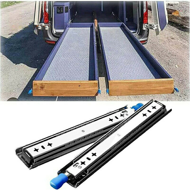 Rakuten - 超重量用スライドレール 250-1500mm ロック付 2本セット 耐荷重 120Kg 産業用スライドレール ソフトクローズ 引き出しスライド 引き出しスライド 拡張ボール 左右1セット