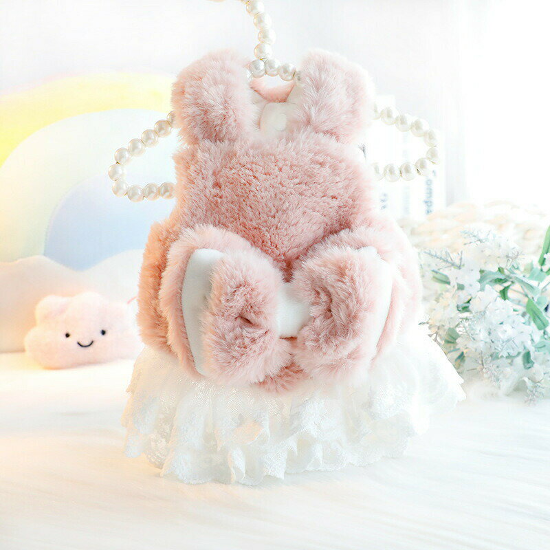 【BLACK FRIDAY限定クーポン】犬の服 犬服 冬 犬 冬服 暖かい モコモコ ドレス リボン 温かい ワンピー..