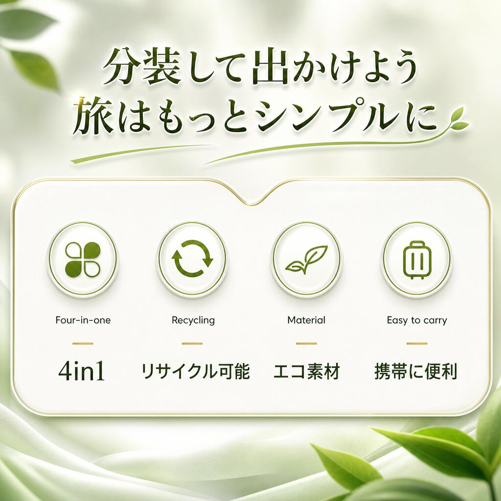 旅行用詰め替えボトル 4in1 分装容器 4in1トラベルボトル 目盛り付き プッシュ式吐...