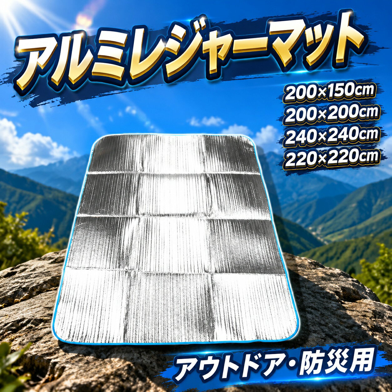 レジャーマット レジャーシート アルミレジャーマット テント下敷 キャンプ 花見 登山 遠足 アウトドア アウトドアマット 軽量 断熱 保温 湿気 大判 アルミ 折りたたみ 長方形 六角形 アルミレジャーシート テントマット