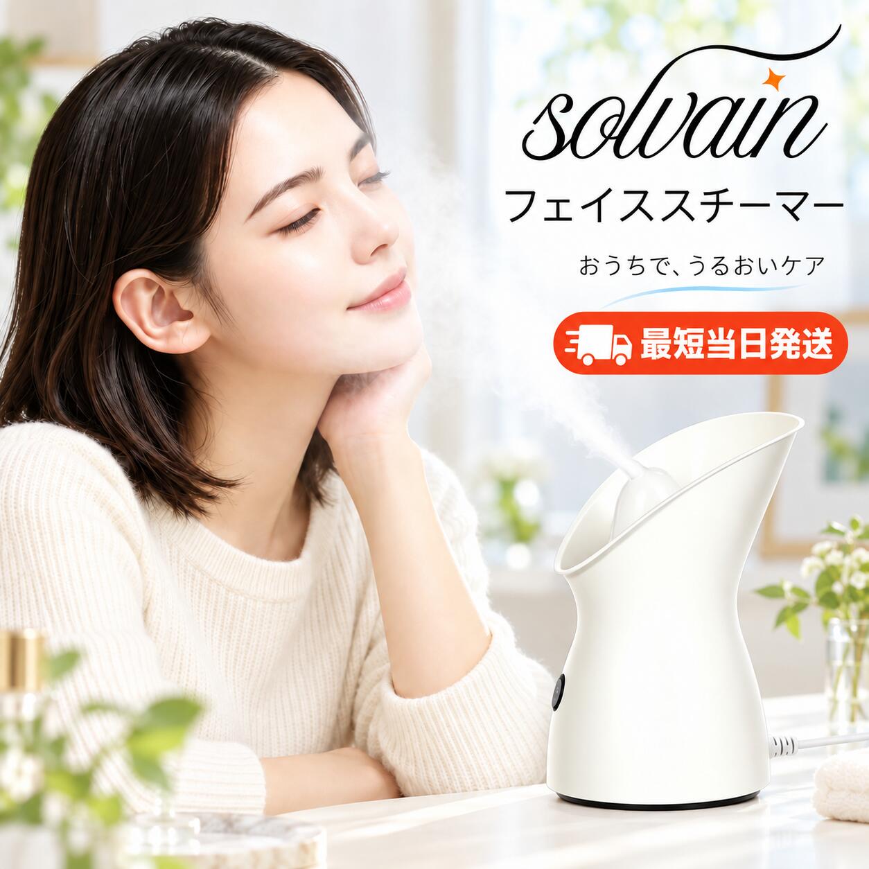 フェイススチーマー 美顔器 約20秒スピードスチーム 顔・目元・鼻まわり 温タオル...