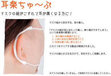 【送料無料・在庫限り】耳楽ちゅーぶ マスクの紐がこすれて耳が痛くなる方に! マスク紐から耳を守る 痛くないマスク紐 マスク紐カバー チューブ マスクのひも 紐 カバー 耳