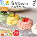 お中元 送料無料 【包装/のし印字OK】<池利>夏野菜を使った三輪素麺夏野菜 手延べ製法 彩り豊か 健康的 のど越し