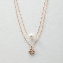 <プライベートレーベル>貝パール2連ネックレス P18-5-14PGネックレス アクセサリー ピンクゴールド シンプル 上品 お祝い プレゼント 内祝い お返し...