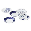 <美濃焼>Indigo Japan 藍丸紋 パスタ&カレー5枚揃 13306美濃焼 プレート おしゃれ スタイリッシュ 多用途 お祝い プレゼント 内祝い お返...