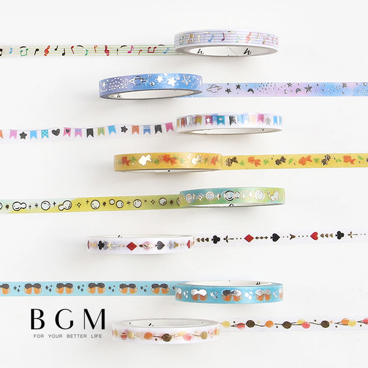 【30日24H限定!楽天カード利用で最大P6倍】BGM マスキングテープ Life 箔押し 5mm 5mm 5ミリ幅 細マステ 枠 マステ BGM-LIFE00...