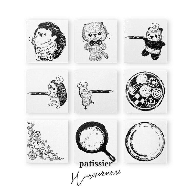 【クーポン&ポイント最大47倍!27日01:59まで】パティシエハリネズミ スタンプ 30×30mm 手に何かを持つ..